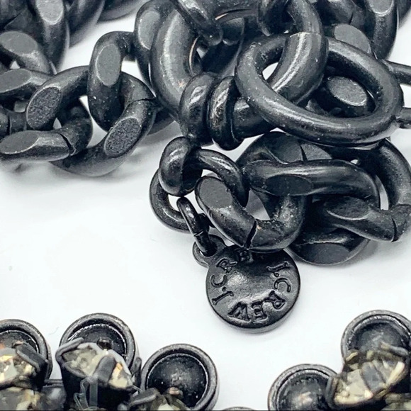 J. Crew Gray Crystal Clusters Matte Black Chain Necklace - Picture 4 of 4